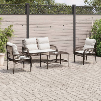  Patio Sofa Set Brown, Cream White