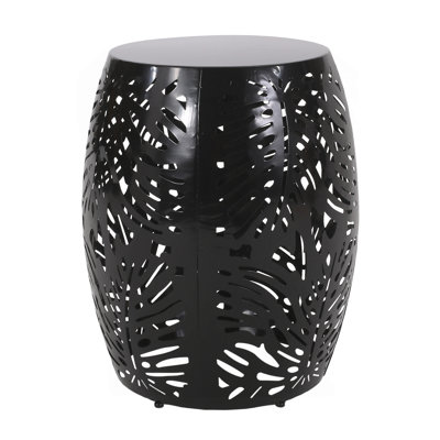 Modern Metal End Table with Durable Powder-Coated Frame and Elegant Iron Cut Design for Indoor and Outdoor Use