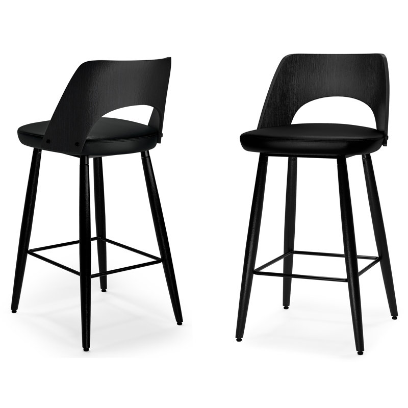 Tabouret de comptoir rembourré en mousse Callie, Noir, noir, noir, noir