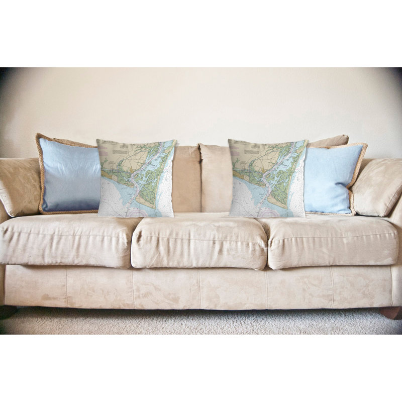 Nautical Map Outdoor Reversible Throw Pillow