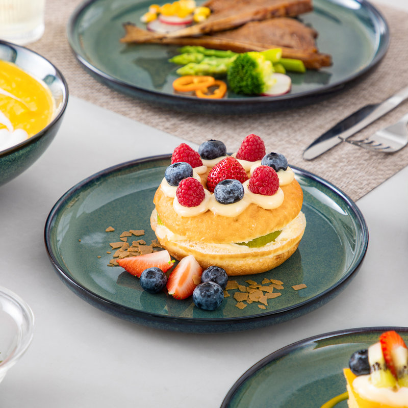 Piece Stoneware Dinnerware Set - Service for 6, Green