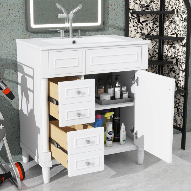 Ensemble de meuble-lavabo moderne 30 po avec lavabo 30 po, Blanc