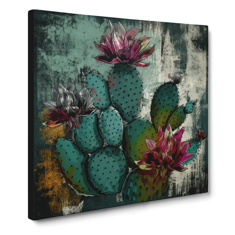 Cactus Grunge - No Frame Print, 35cm H x 35cm W x 3cm D