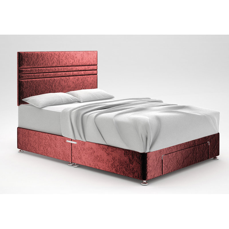 Ostara Upholstered Bed, 2 Drawers Same Side, Mulberry, Small Single (2'6)