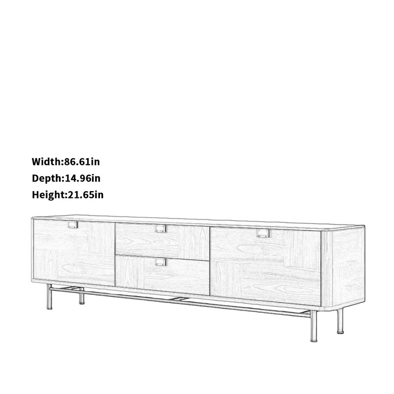 Meuble télé créatif et simple, 21.65"H x 86.61"L x 14.96"W, Brun / Noir