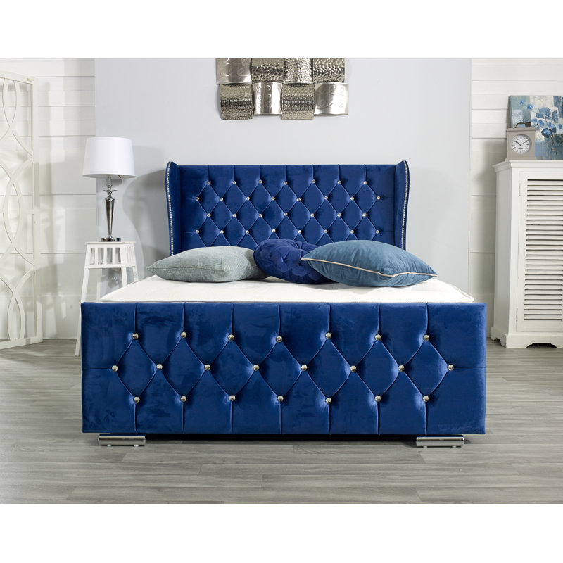 Lamberton Upholstered Bed Frame, Double (4'6), Blue