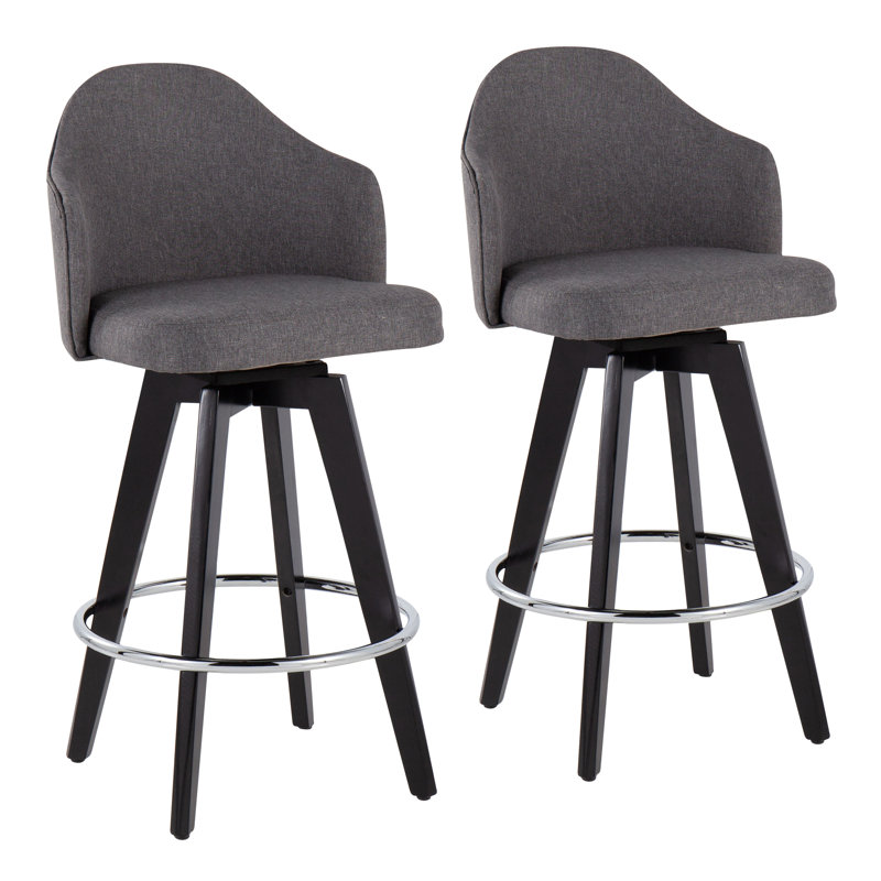 Arabelle Swivel Upholstered Counter Stool, Cream, Black/Chrome, Counter Stool (26" Seat Height)