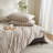 LIFETOWN Striped Duvet Cover Set 100% Washed Cotton Material Soft Linen Feel 3 Pieces Bedding Set-121598533-121598529