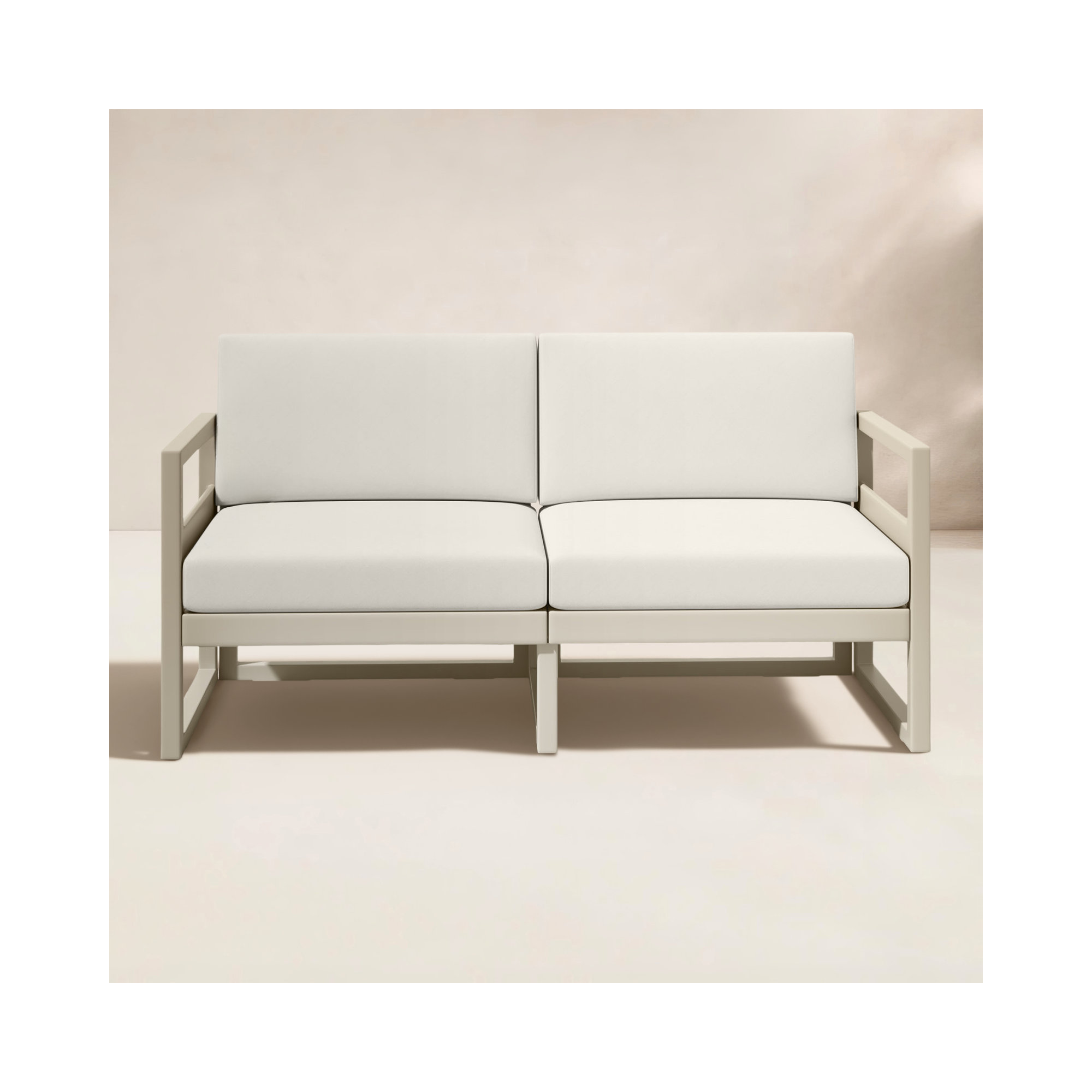 Lane 58'' Wide Straight Loveseat with Cushions, Natural, Taupe
