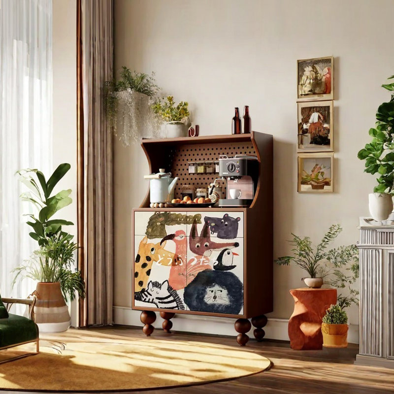 French style design simple modern accent cabinet., Nut-Brown