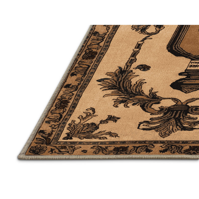 Tapis brun français lavable à la machine, Rectangulaire 2 pi x 3 pi