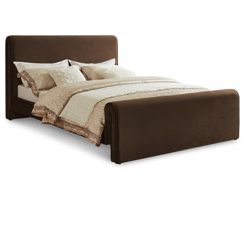 Sloan Sadete Upholstered Platform Bed, King, Brown Velvet