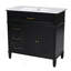 Meuble-lavabo 36 po avec lavabo, armoire de salle de bain noire avec tiroirs, cadre et panneau de fibres à densité moyenne, un paquet-700983833