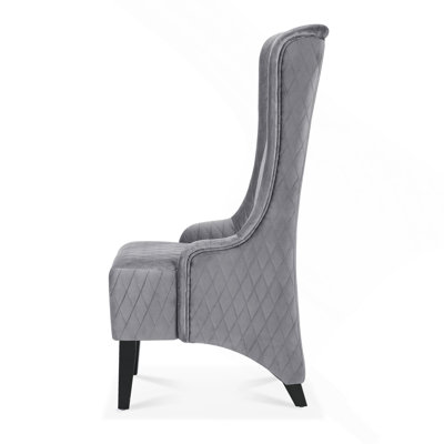 23.03" Wide High-Back Velvet Accent Chair, Comfy High Wingback Chair, Living Room Chair with Soft Padded & Wooden Legs, Modern Side Chair for Living Room, Bedroom