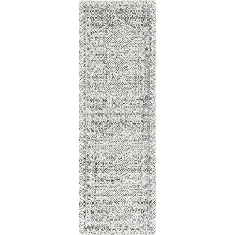 Tapis à motif de médaillon pour le salon, la chambre à coucher, la salle à manger et la cuisine Zayan, gris / ivoire