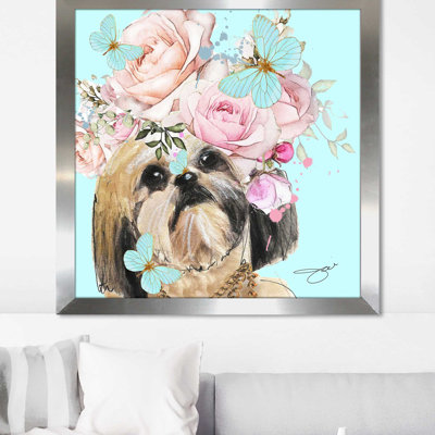 Fleur Shih Tzu (carré) par Antonyus Bunjamin (Abe) - impression sur verre
