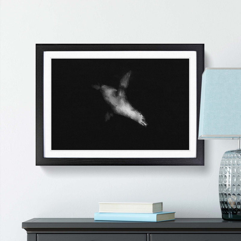 Sea Lion - Picture Frame Painting Print, 27cm H x 36cm W x 2cm D, Black Framed