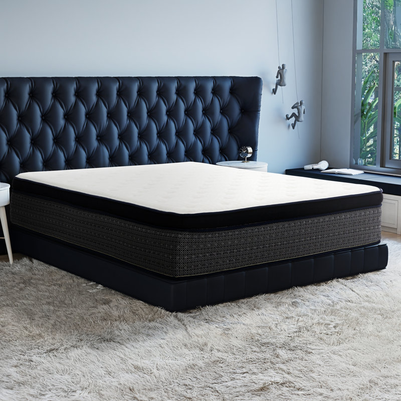 14 Inch Euro Top Cooling Hybrid Queen Size Mattress with Ice Yarn Cover, Gel Memory Foam, Pocket Coils & Edge Support, 14"