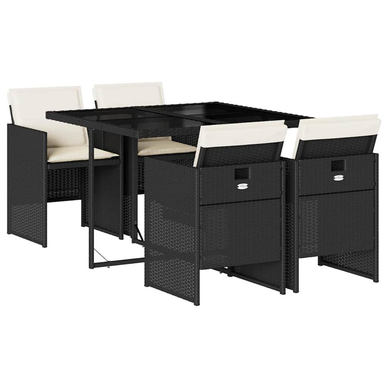 Patio Dining Set with, Cream White, Black