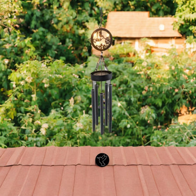 45" Long Solar Hummingbird Silhouette Wind Chime