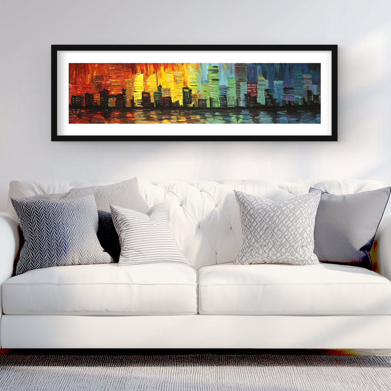 «City with Color Tones - Blue Cities», reproduction encadrée