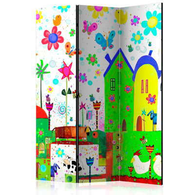 Grayland 135cm W x 172cm H 3 - Panel Solid Wood Folding Room Divider
