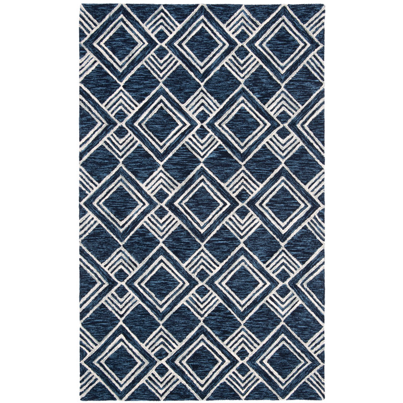 Tapis géométrique en laine touffeté à la main Vedika, Rectangle 4 pi x 6 pi
