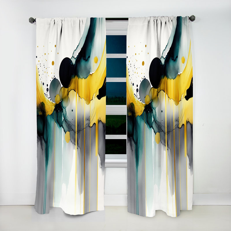 Altmann - Abstract Transitional Shapes II - Modern Curtain - Velvet Room Darkening - 1 panel, 52" W x 84" L