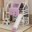 Lit mezzanine avec structure en forme de maison et tente-107262534-107262536