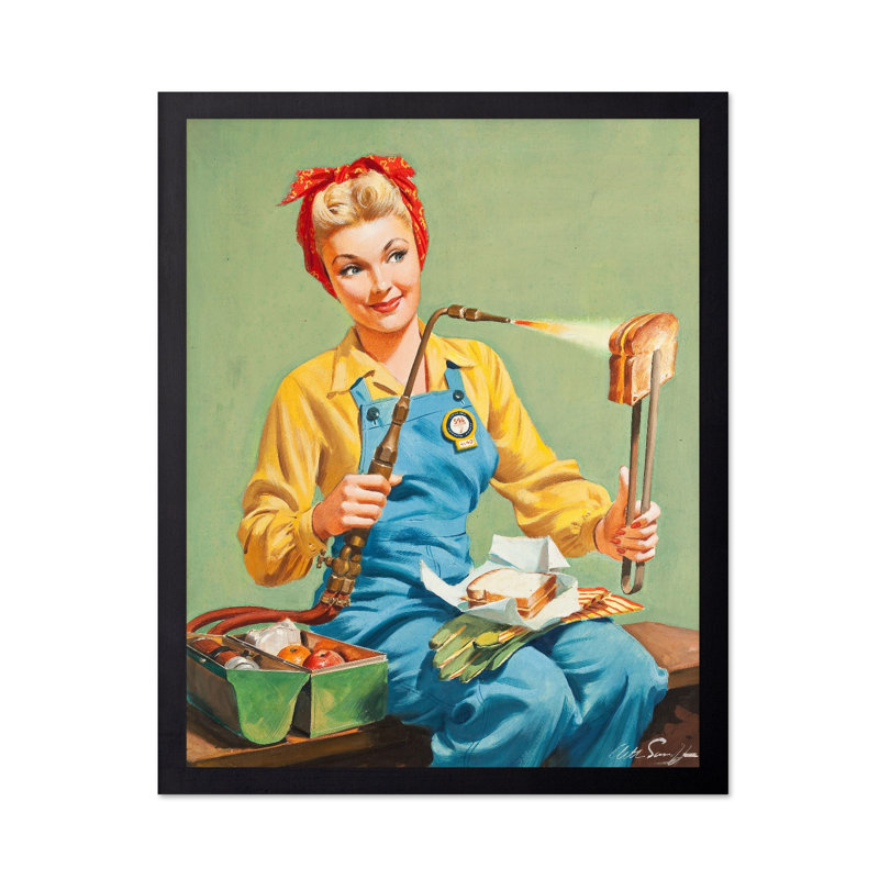 Rosie the Riveter fait du fromage grillé, Cadre noir, Poster, H 18 po x l 24 po