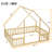 Full Wood House-Shaped Floor Bed With Fence, Guardrails,Natural-546964414-546964413