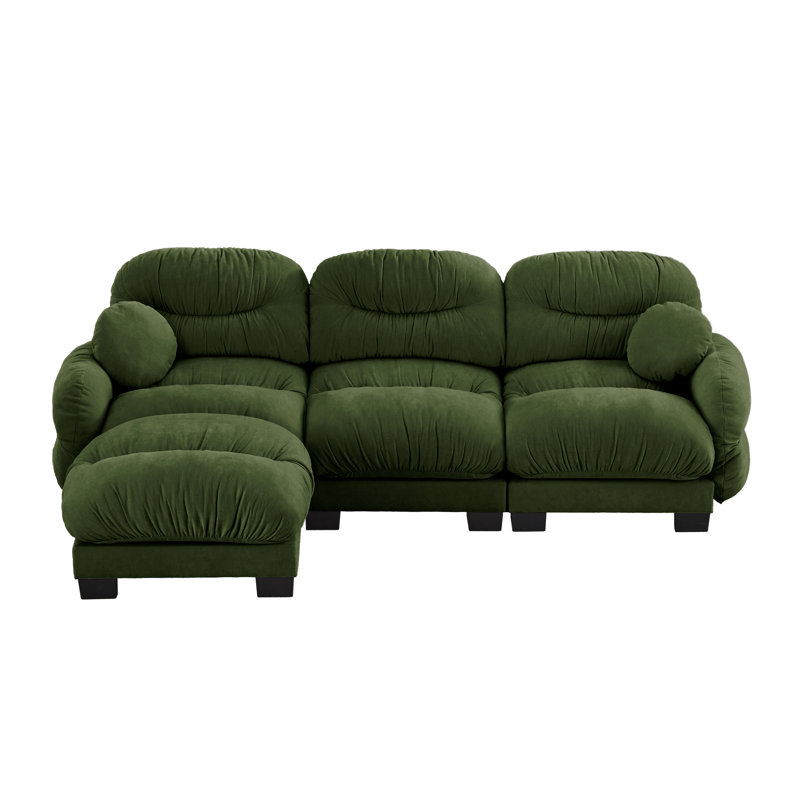 Compression Comfort Sectionals Chenille 3 Seat Modern Home Lounge Green