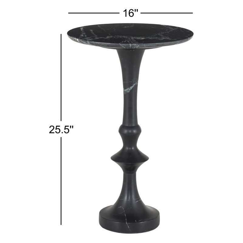 Poli Marble End Table, Black/Gray