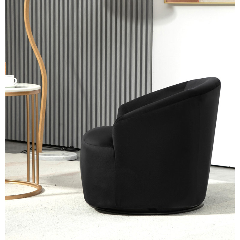 Barrel design 360 degree swivel Chair, Black Velvet