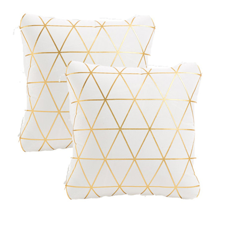 Ensemble de 2 coussins décoratifs dorés en velours (insert inclus), Blanc