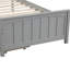 Lit plateforme gris élégant avec compartiment à tiroirs - Fabrication en bois massif pour la chambre à coucher-1849335252