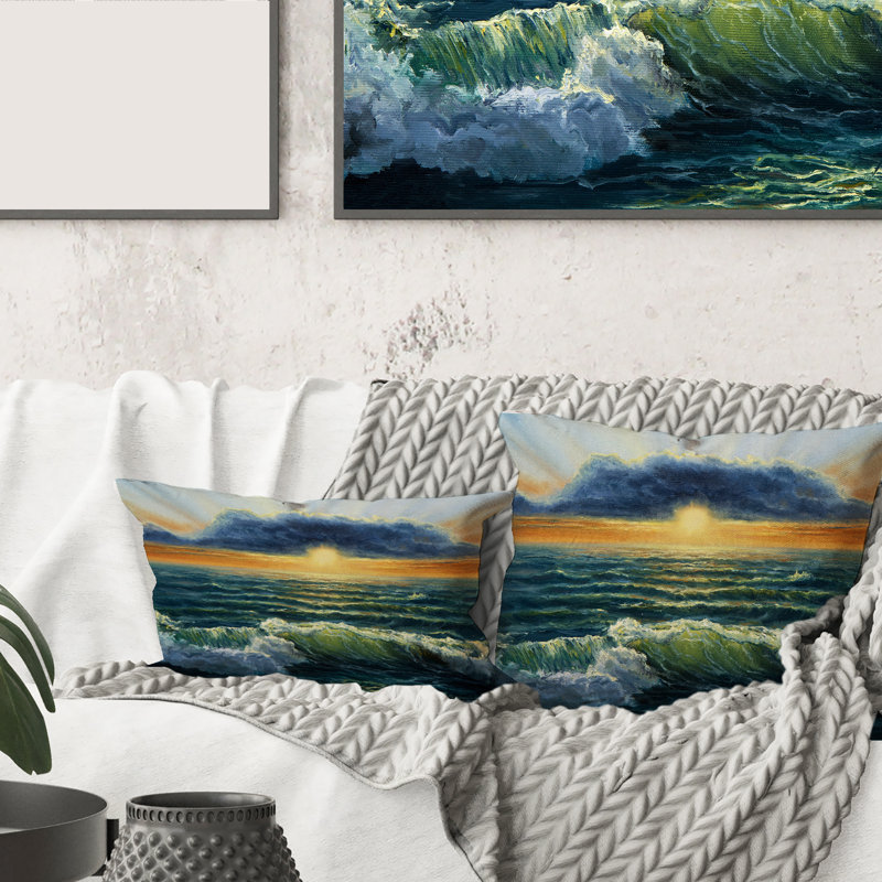 Sunset over the Ocean I Rectangular Pillow Cover & Insert