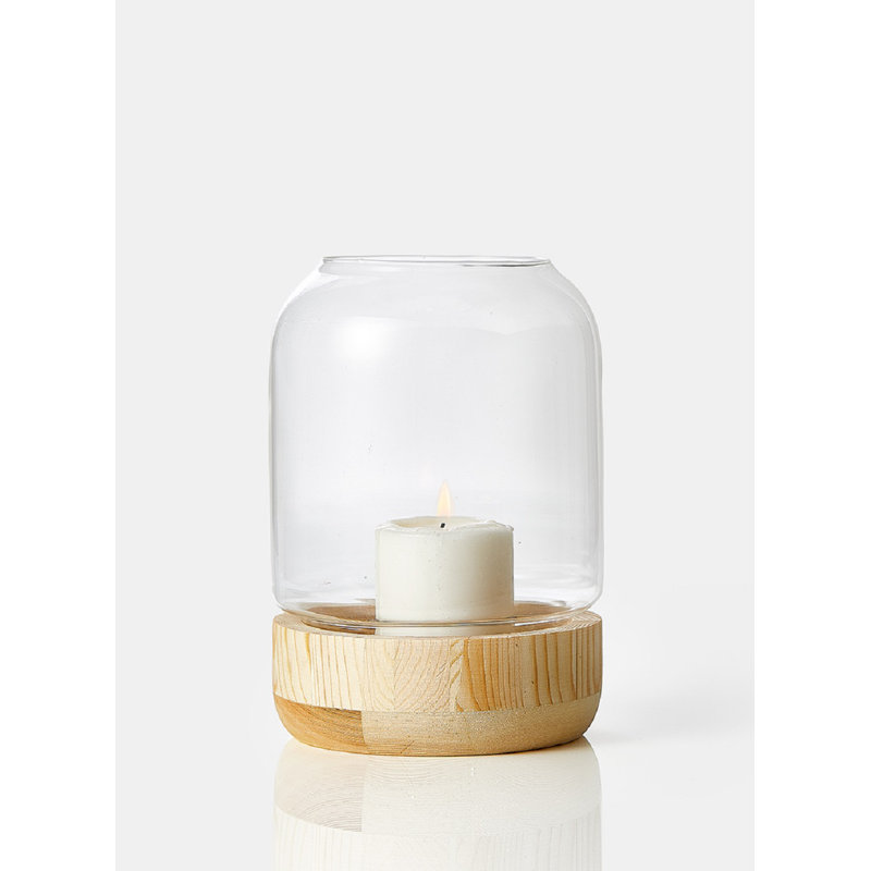 Glass, Wood, 7" H x 4.5 W x 4.5" D
