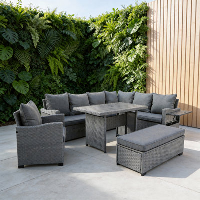 Wicker 9 - Person Garden Lounge Set with Cushions