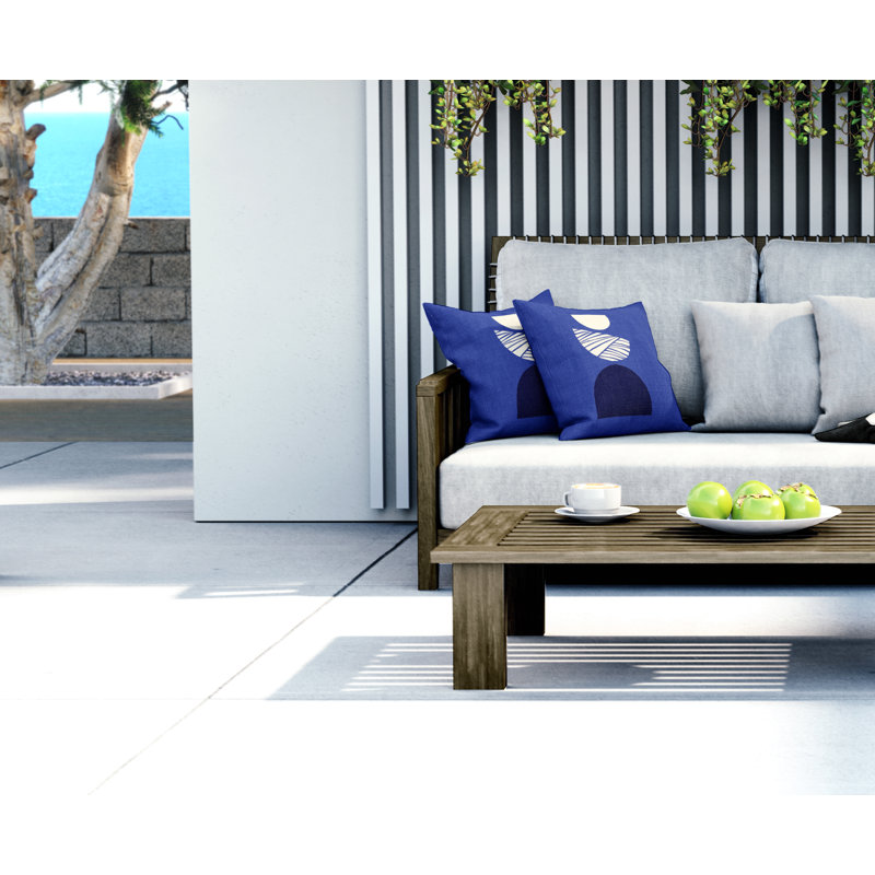 Jeté carré en polyester intérieur / extérieur, L 17 po x H 17 po, Bleu marine