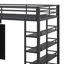 Grand lit mezzanine en métal avec unités de rangement, lit avec armoires intégrées et garde-robe