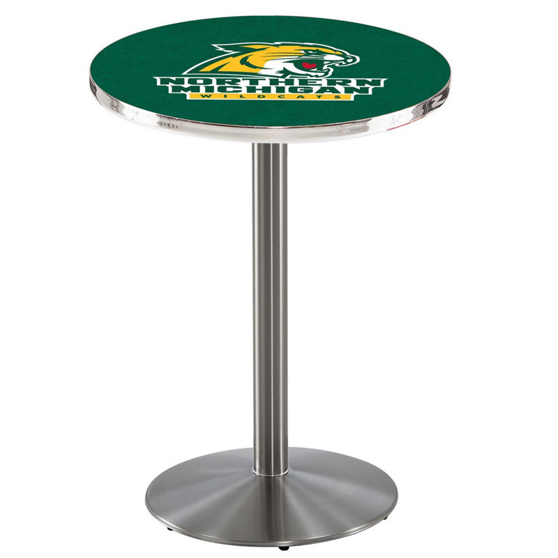 Round Metal Base Dining Table, Stainless Steel, Northern Michigan University