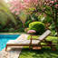 Chaise longue inclinable en bois d'acacia à roulettes l 23 po x P 79 po x H 30,25 po Christopher Knight Home