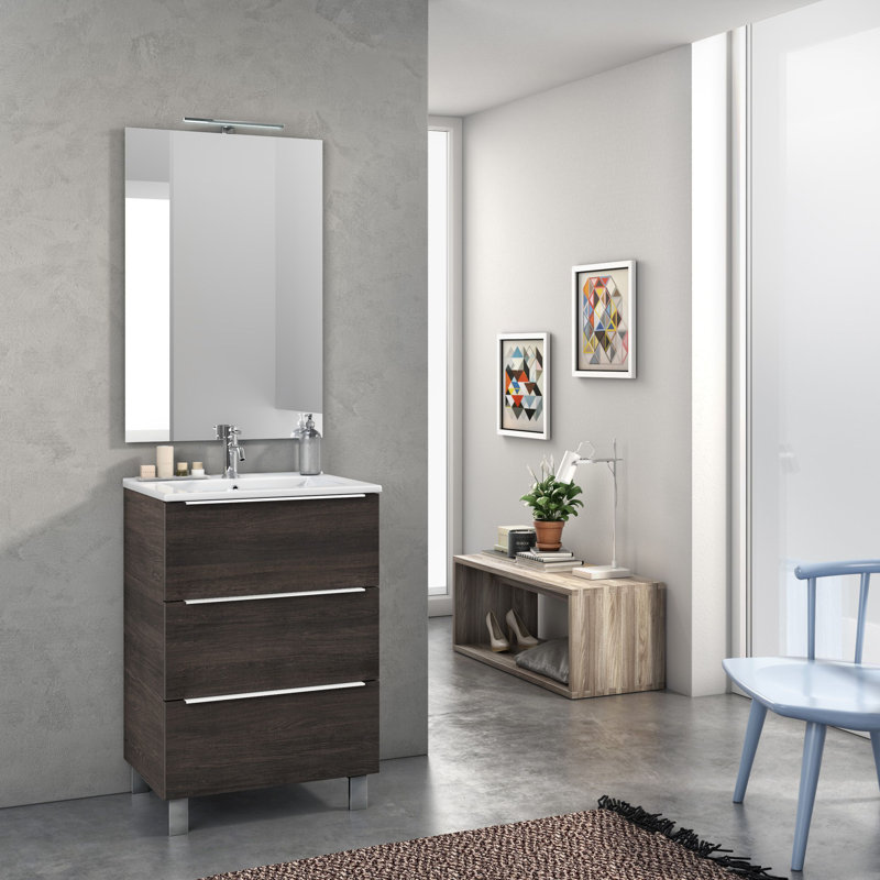Erica 610mm Single Bathroom Vanity with Integrated Ceramic Basin, Black
