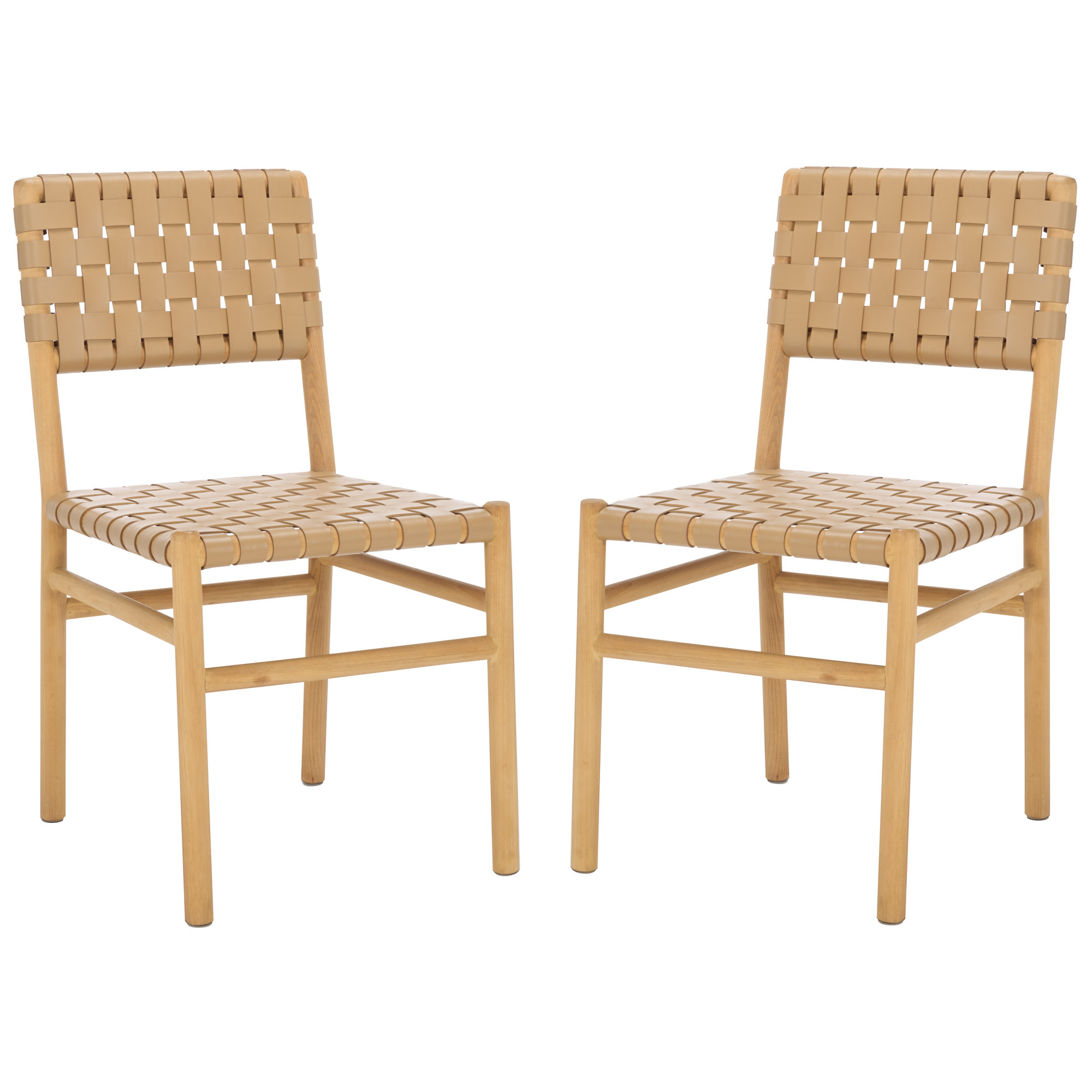 Jeremiah Woven Leather Dining Chair, Tan