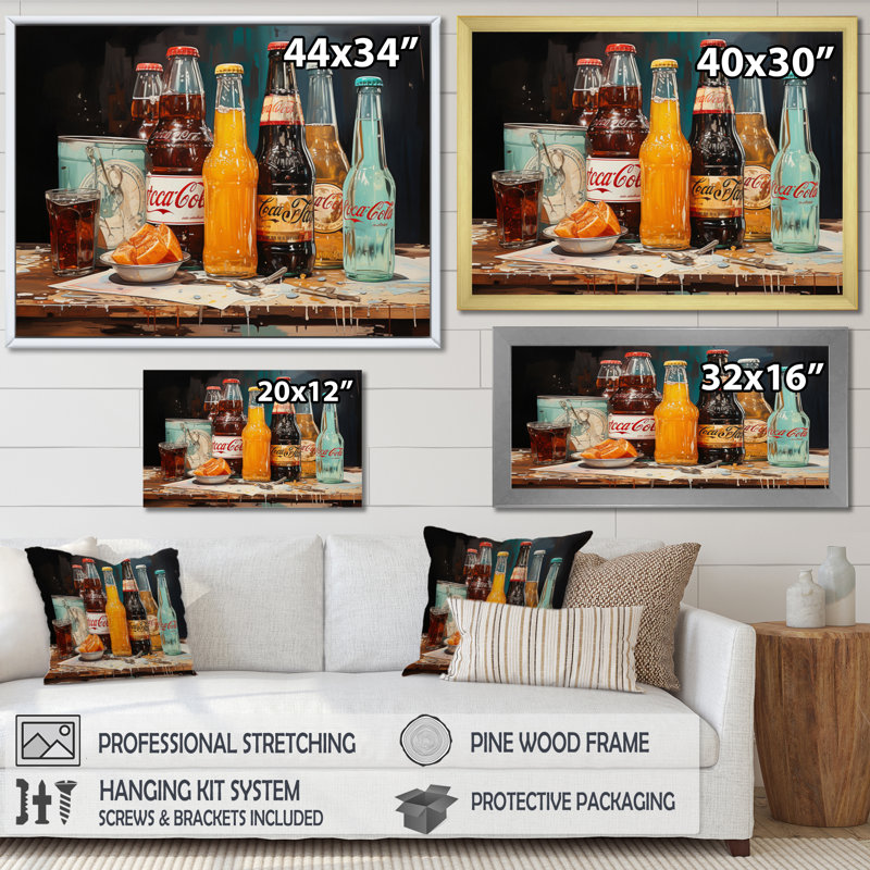 Vintage Soda Harmony II - Food & Beverage Canvas Art Print, H 34 po x l 44 po x P 1,5 po, Toile tendue