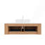 Meuble-lavabo 48 po, meuble-lavabo rayé à bords arrondis avec 2 tiroirs, lavabo rectangulaire en céramique blanche et plateau en pierre frittée blanche, grain de bois naturel pré-assemblé-889207869-889207870