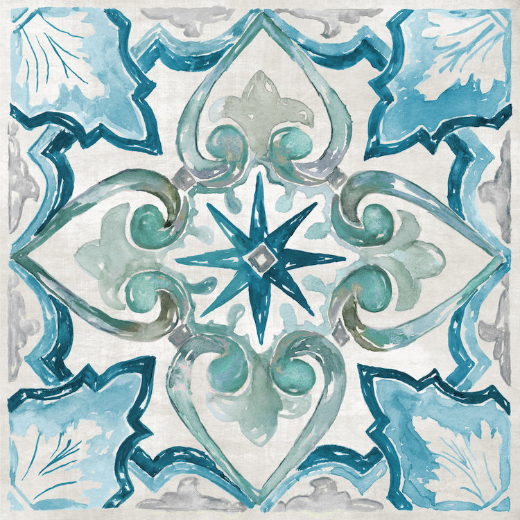 «Carribean Tile II», reproduction sur toile, H 12 po x l 12 po x P 0,75 po, Toile tendue