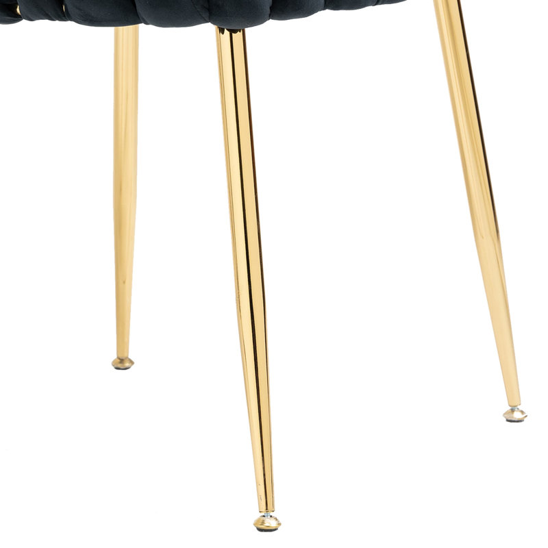 Chaises de salle à manger rembourrées en velours capitonné 2 pièces Gabrel, Noir