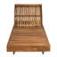  Outdoor Chaise Lounge with 6-Position Backrest, Acacia Solid Wood Recliner for Patio, Teak